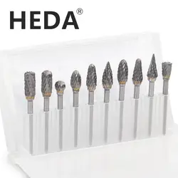 Ensemble de fraises rotatives en carbure de tungstène à Double coupe, 10 pièces, tige de 3mm, outils de fraisage pour le meulage du bois en aluminium et cuivre, livraison gratuite 