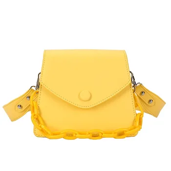 

Thick Chain Small PU Leather Crossbody Bags for Women Summer Female Shoulder Bags Solid Color Ladies' Travel Messenger Flap Bag