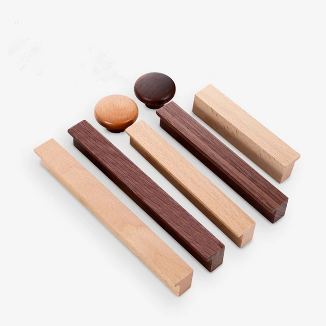 10 tiradores de madera para muebles, pomos de armario de cajones de cocina  (distancia entre agujeros y agujeros: 3.77 pulgadas)