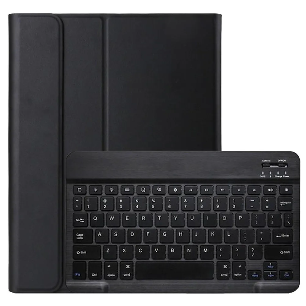 Портативный Съемный Bluetooth клавиатура с подсветкой кожаный чехол с карандашом держатель для iPad 10," 7го поколения z1022 - Цвет: BK