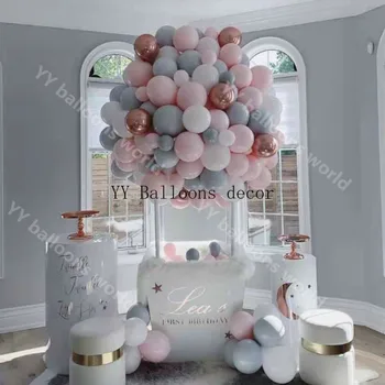 

NEW YEAR Balloons Garland Arch Kit Macaron Baby Pink Gray White Pastel Birthday Wedding Baby Shower Anniversary Party Decoration
