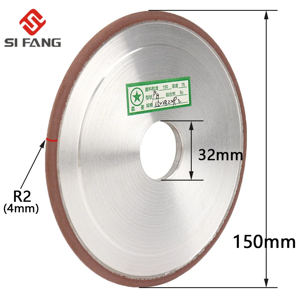 150mm Diamant Schleifen Rad 150mm Kreisförmigen rand diamant Disc Für Metall Wolfram Stahl Fräser Werkzeug R1 R 1,5 R2 R3 R4 R5 – Detail 5