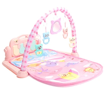 

Infant Baby Hanging Cartoon Animal Rattles Piano Music Play Mat Newborn Early Educational Carpet Toys for Children Pink