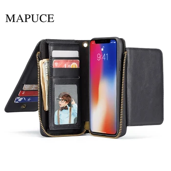 

For iPhone 6 6s 7 8 Plus XS Max XR X XS Wallet Case Luxury Zipper Flip Leather Cover For Samsung Magnetic Phone Cases
