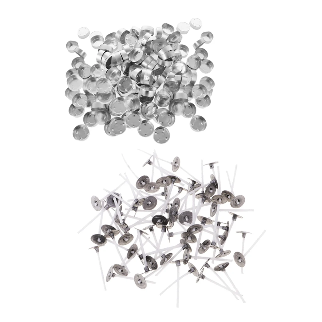 400pcs Aluminium Tea Light Holders Case Containers +3cm Candle Wick DIY Tealight Candles Cups Craft Candle Making Supplies