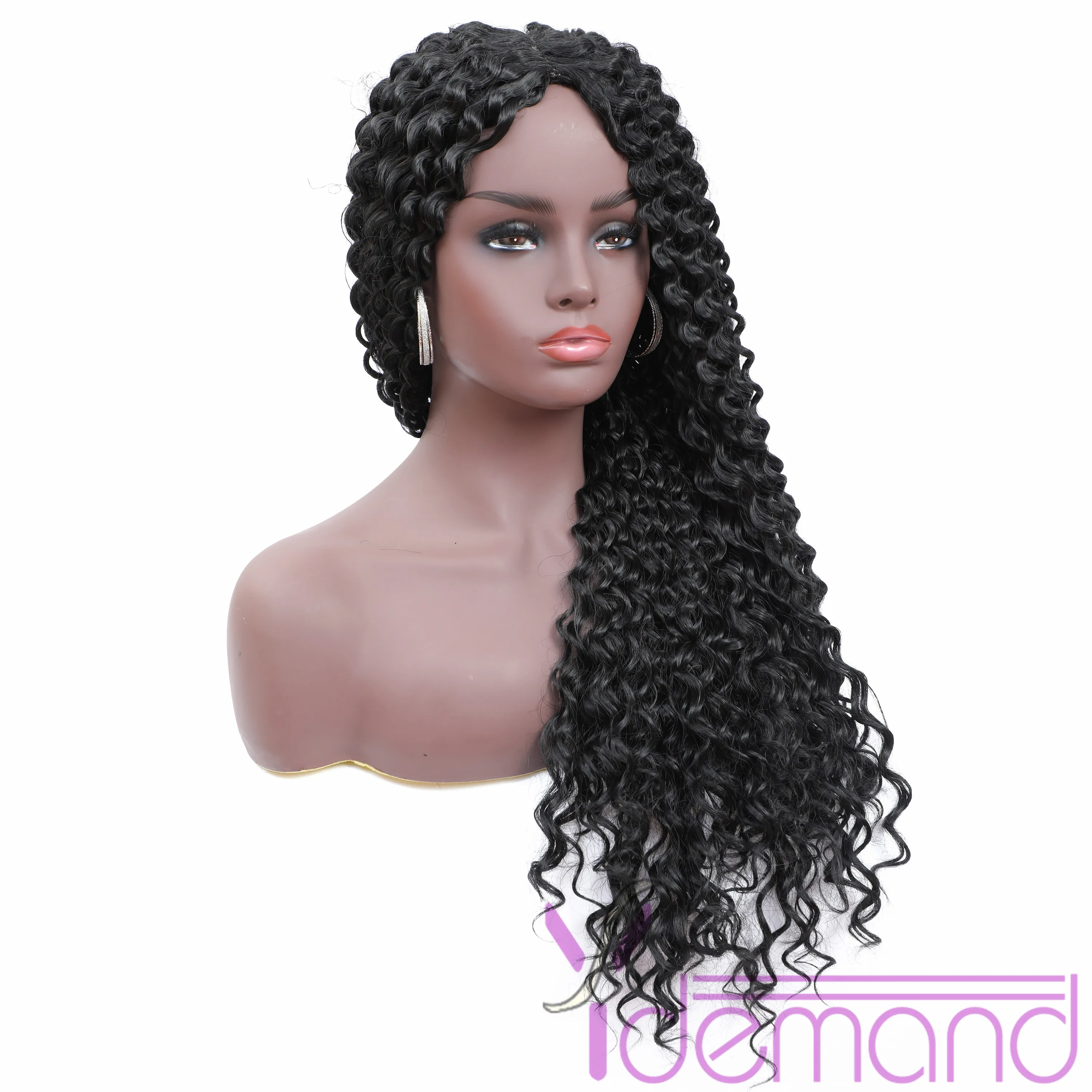 Onda de Água Parte do Meio Perucas de Cabelo Humano para Preto Demanda Longa Peruca Como Feminino Kinky Encaracolado Máquina Feita Barato y 5 Apliques e perucas