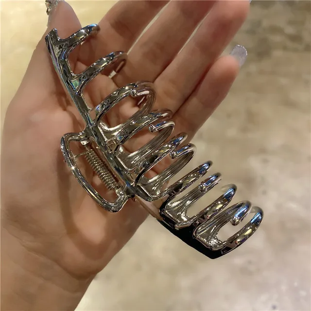 2021 NEW Metal Barrettes Women Fashion Hair Claws Gunmetal Hair Clips Hairpins Lady Hair Accessories Ornaments Crab Octoups silver