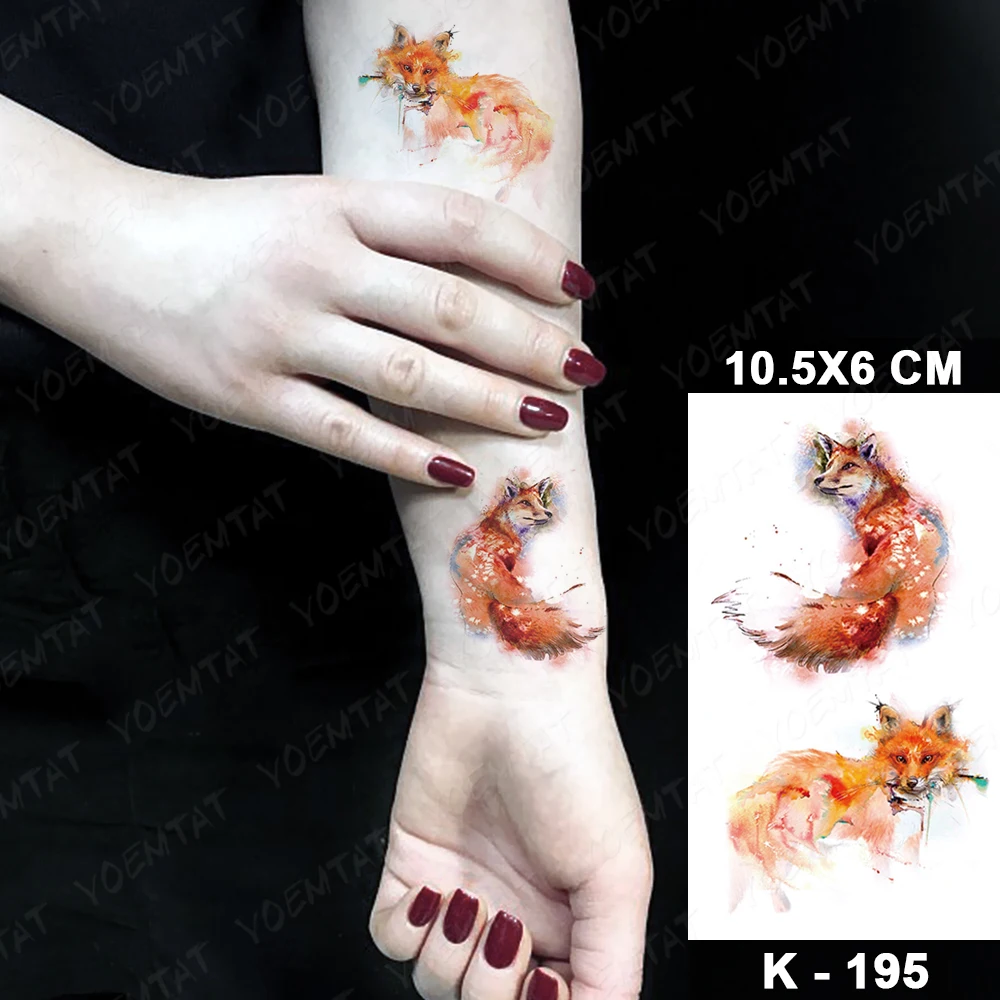 3D Waterproof Temporary Tattoo Sticker Fox Sky Mountain Flash Tatoo Forest Sun Moon Arm Wrist Fake Tatto For Body Art Women Men