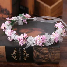 Лидер продаж со сказочным цветком гирлянда розовый головной убор ручной работы Детские аксессуары для волос, для мальчиков, с цветком, или девочек, которые несут цветы, головной убор невесты АКС