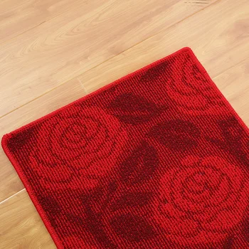 

Jacquard floor mat carpet door anti-skid red rectangular bedroom home small mat rose