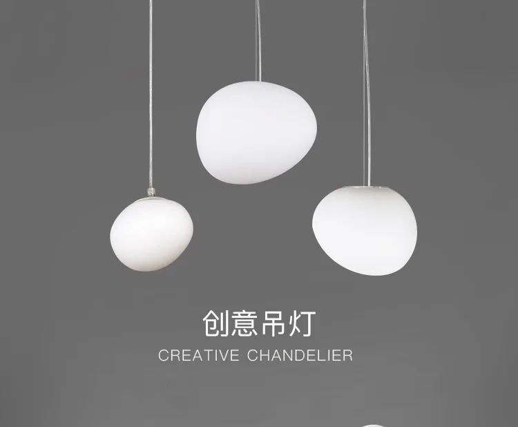 Cobblestone Pendant lamps Dining Room Stone Glass Modern Pendant Light Led White Irregular Glass ball Restaurant Hanging Light lantern pendant light