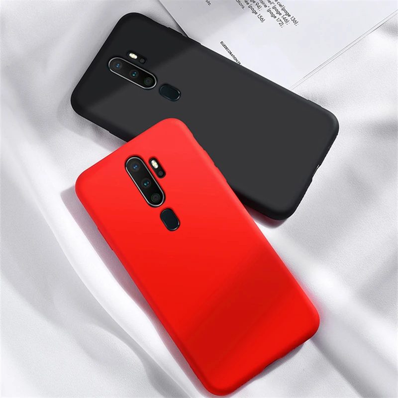 Жидкий силиконовый мягкий чехол для OPPO A9 2020 A5 телефона сплошной цвет Силиконовый