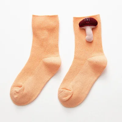 Сезон осень-зима; милые декоративные Детские хлопковые носки; двухцветные детские носки - Цвет: Оранжевый