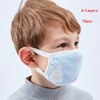 

10pcs Kids Infant Baby Cotton Gauze Mouth Mask Dustproof Anti-Haze 6-Layers Cute Cartoon Animal Washable Earloop Mouth-Mu Soft
