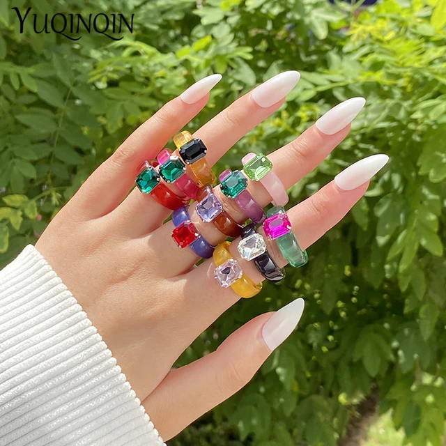 Beautiful trendy wide rings black oval LT Blue crystal zircon female  Jewelry hollow designer finger ring women - AliExpress