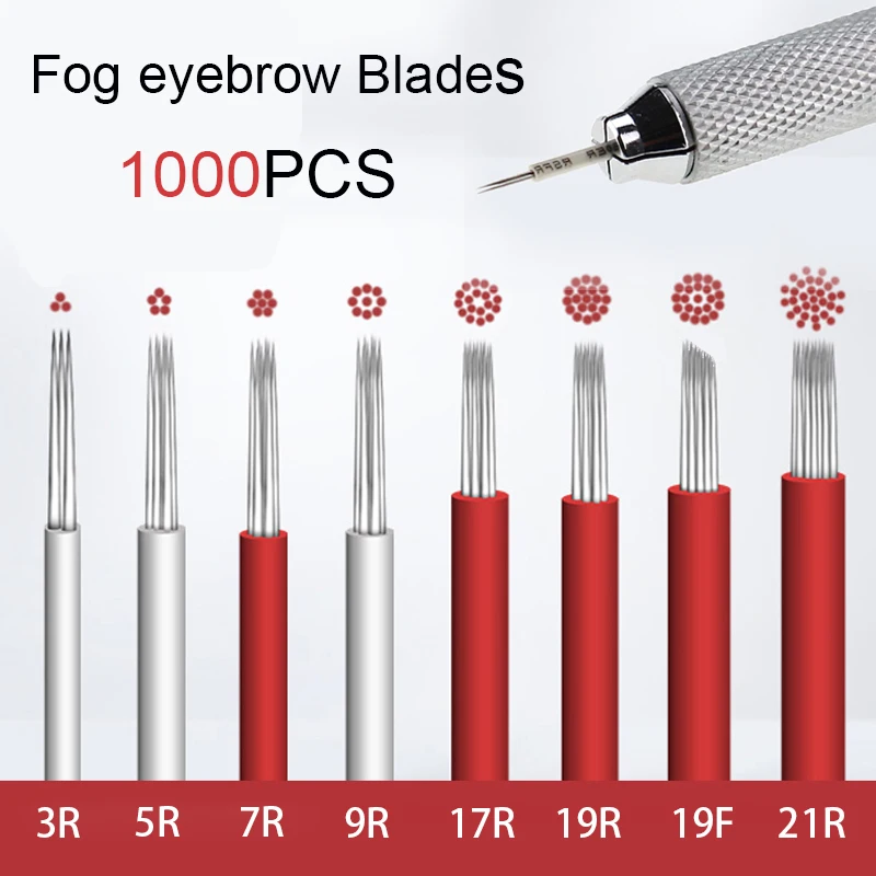 

1000 Pcs Circular permanent makeup Red fog eyebrow Blades Microblading Needle Cosmetic Blade Round Needles for Manual Tattoo pen