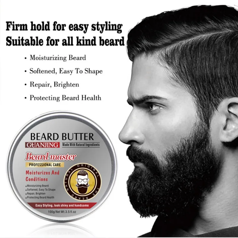 

Male Natural Conditioner Balm Beard Nourish Repair Cream Organic Moustache Wax Caring Smooth Styling Professional
