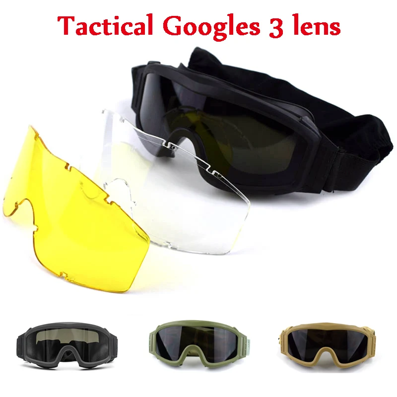 Тактические армейские очки охотничьи солнцезащитные очки для стрельбы военные очки страйкбол Пейнтбол спортивные защитные очки для глаз 3 объектива