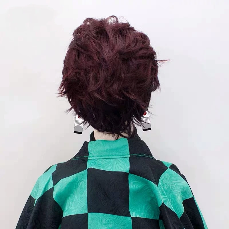 AniHut Kamado Tanjirou парик Kimetsu no Yaiba Demon Slayer Косплей волосы синтетические термостойкие