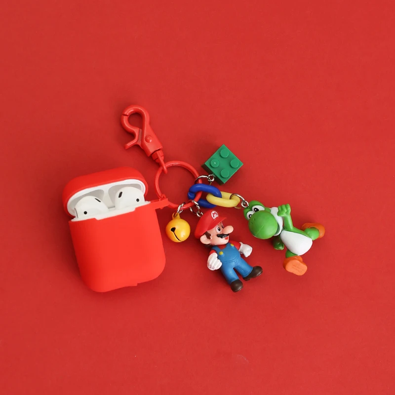 ZZ - 01 Милый мультфильм Супер Марио фигурка ПВХ кукла брелок для Airpods 1 2 беспроводной Bluetooth чехол для наушников Аксессуары - Цвет: ZZ - 01
