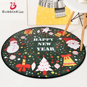 

Bubble Kiss Round Carpet Cute Cartoon Rug Santa Claus Pattern Rug Home Floor Mat Carpets For Living Room Bedroom Customize Rugs