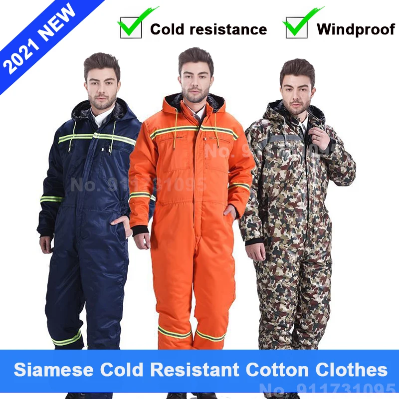 Winter Work Clothes Warm Padded Jacket Thick Hooded Work Clothes Cold