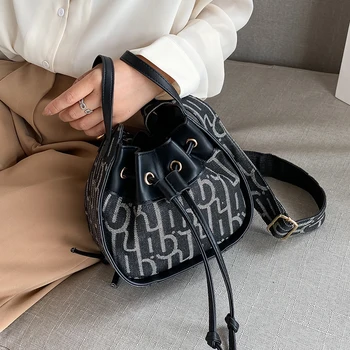 

Bags for Women 2020 New Denim Bucket Fashion Letter Printing One Shoulder Messenger Large Capacity Portable All-match Female Bag