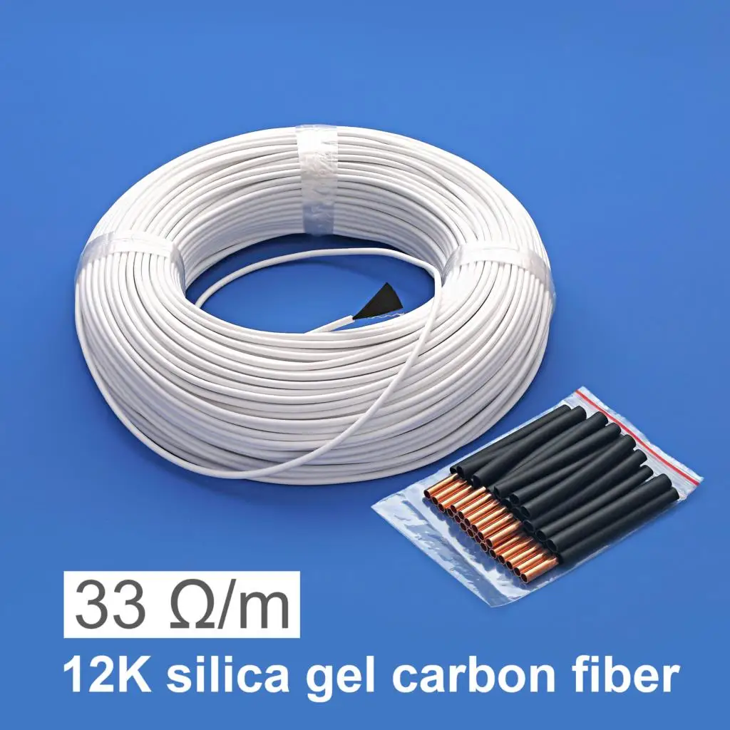 12K 33ohm/m Carbon Fiber Heating Cable 10/20/30/50/100m Warm Floor