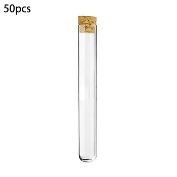 

50Pcs 20ml Transparent Plastic Test Tubes With Corks Stoppers Laboratory