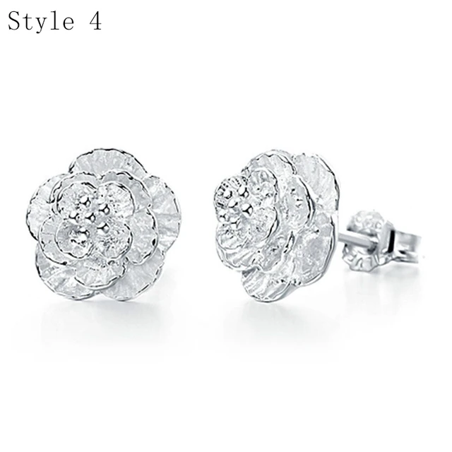 925 Sterling Silver Earrings Stud for Women Solid Silver Jewelry Earrings Bling CZ Zircon Stone Stud Brincos Bridal Wedding 4