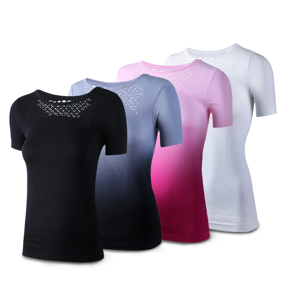 

Gradual Change Color Show Thin Motion T Pity Woman Short Sleeve Speed Do Clothes Close Training Bodybuilding Yoga Serve