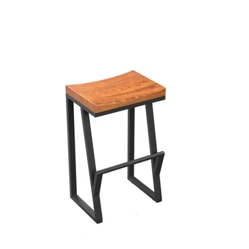 

H1 Retro Bar Chair Wrought Iron Bar Stool Solid Wood Bar Stool Creative High Stool Leisure Bar Chair Front Coffee Chair Cheap