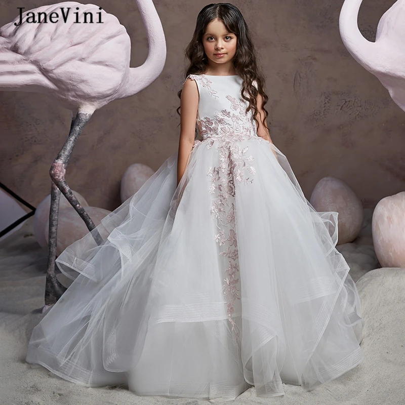 flower girl dress with lace appliques