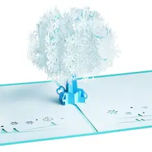 Рождественские открытки 3D всплывающие Белые снежинки ручной работы на заказ открытки Рождественские подарки сувенирные открытки
