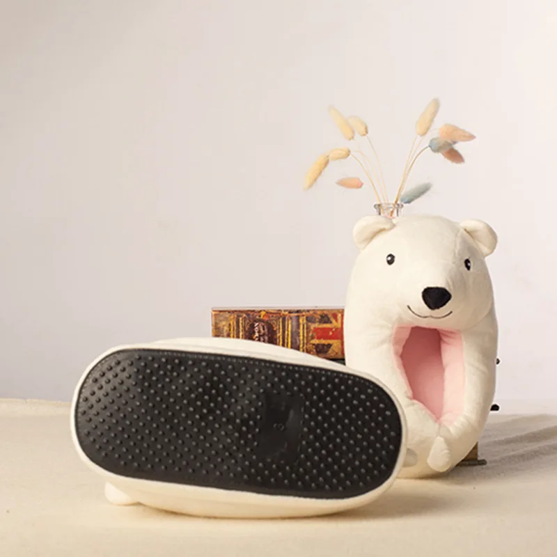 Suihyung/Детские Зимние теплые домашние тапочки; хлопковая обувь с рисунком для мальчиков и девочек; нескользящая домашняя обувь с мягкой подошвой; тапочки с милыми животными