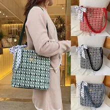 Модная женская льняная сумка для покупок на молнии сумка с бантом Сумка-тоут многоразовая сумка для покупок через плечо bolsa reutzable Eco# G1