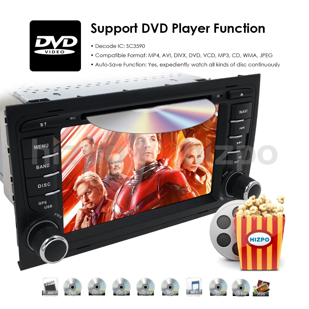 Discount Hizpo Android 9.0 Double Din Car DVD GPS Player For Audi A4 S4 B7 Canbus Radio GPS Bluetooth 1080P 4G USB Host Ipod Map TPMS DVR 18