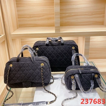 

Ladies Rhombic Chain Bag 2020 New Small Fragrance Denim Big Bag Shoulder Handbag Female Bag