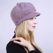 Женская зимняя теплая вязаная крючком мешковатая шапочка, лыжная шапка с козырьком