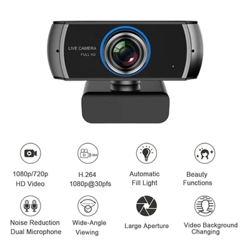 

Full HD 1080P Webcam PC Video Meeting Camera Built-in Microphone USB 2.0 Video Calling Conference Desktop PC Laptop webcam