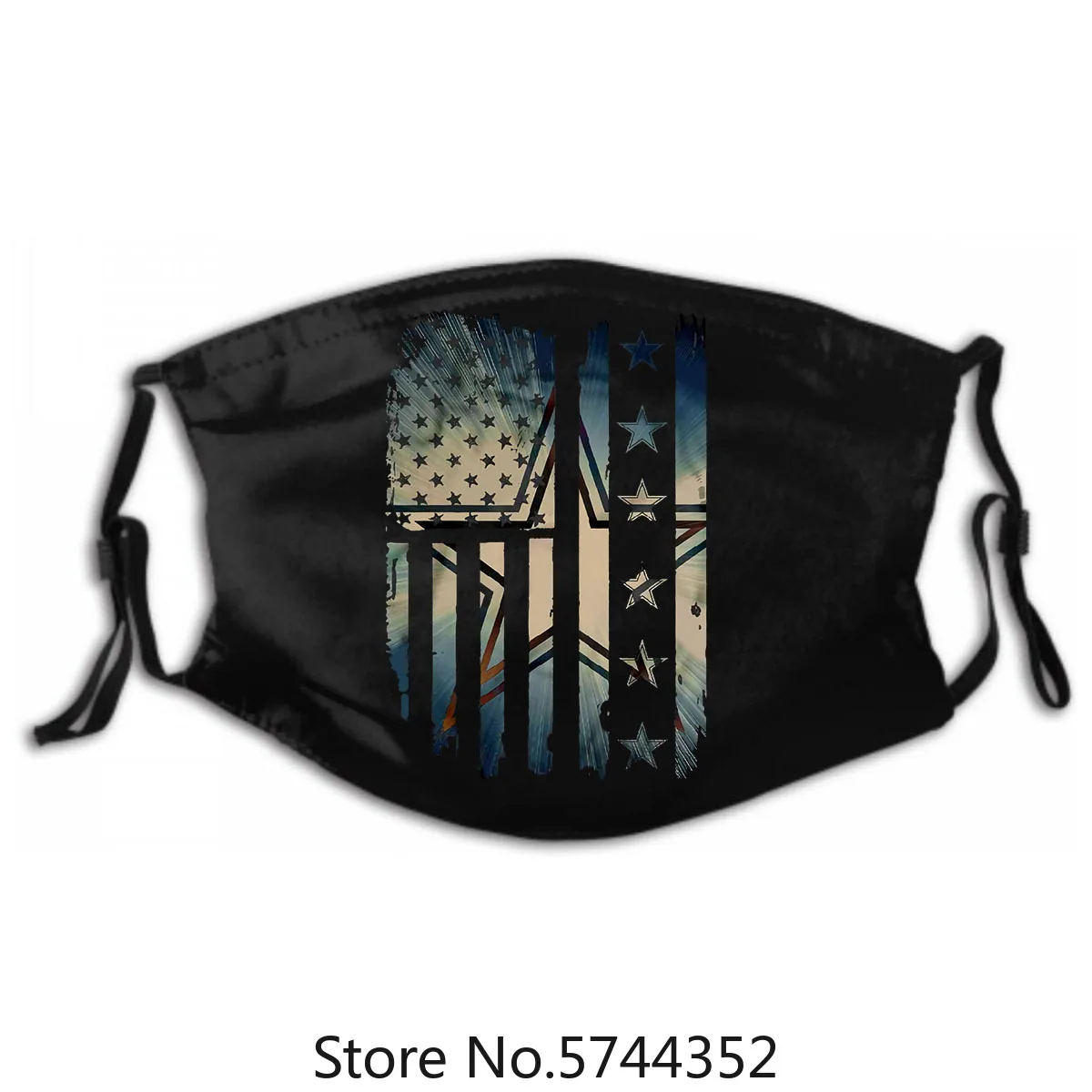 

Version Masks Washable Reusable Mask with PM2.5 Filters 5 Layers Sleeve O-Neck Cowboys American Flag Dallas Print Mask Short