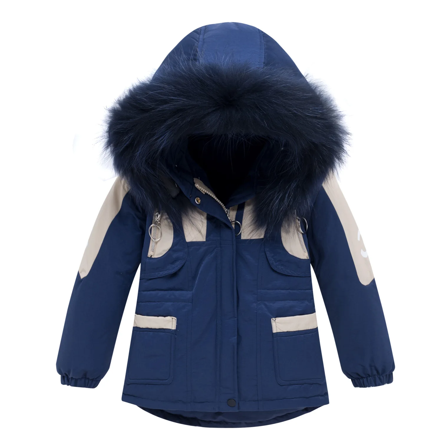 Детская зимняя верхняя одежда для мальчиков; теплое пальто; детская одежда; ветронепроницаемые плотные куртки-пуховики для мальчиков; Детское пальто для русской зимы - Цвет: Синий