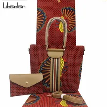 Высокого качества в африканском стиле; женская воск комплект с сумкой, популярные воск сумочка с 6 ярдов голландский воск принты ткань 3 шт./компл. для вечерние F911-23