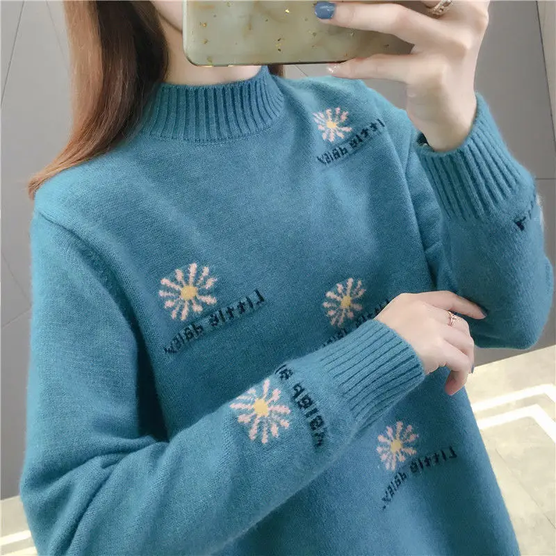 

New jacquard loose Western-style thickened knitted top for autumn and winter 2020