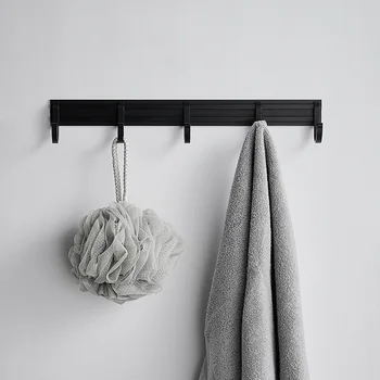 

Adhesive Bathroom Accessories Set Matte Black Door Hook Wall Mounted Shower Hooks 5robe hooks