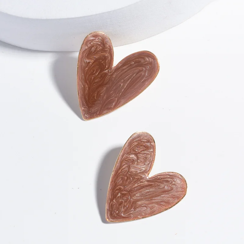 Stud Earrings Folding Heart Stud Earrings Women Colorful Pattern Graffiti Earrings Bridesmaid Gift Anniversary Jewelry Love