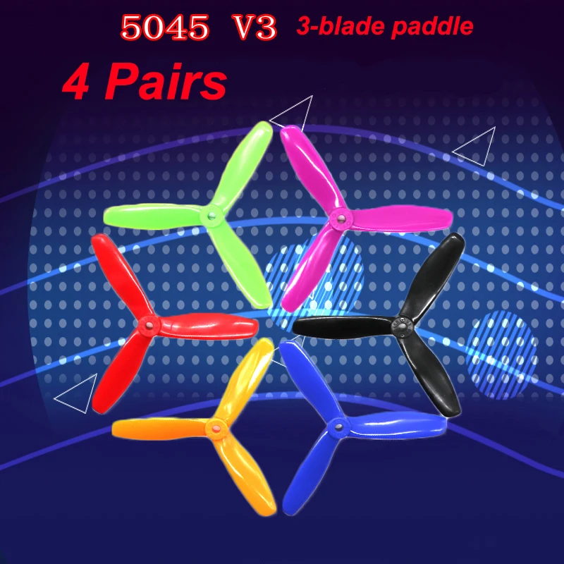 

4Pairs UAV 5045 3-Blade CW CCW Propeller 5 Inch Paddle 5045 V3 210/250 Wheelbase Rack 2204 Motor for Racing Quadcopter Drone