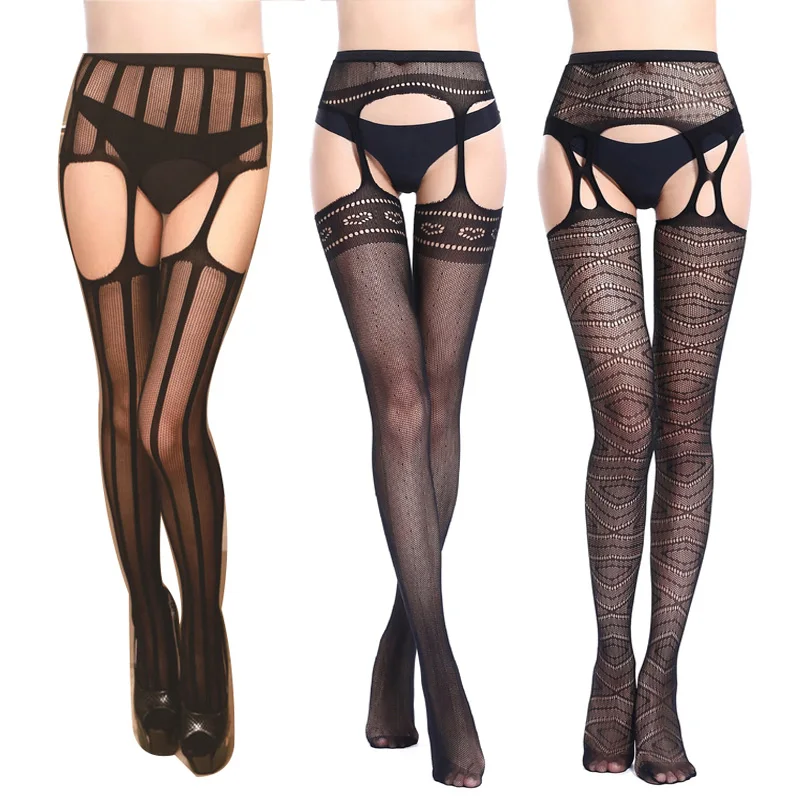 

Women Transparent Sexy Stockings Garter Belt Thigh High Over The Knee Stockings for Female Embroidery Pantyhose Sxey Medias