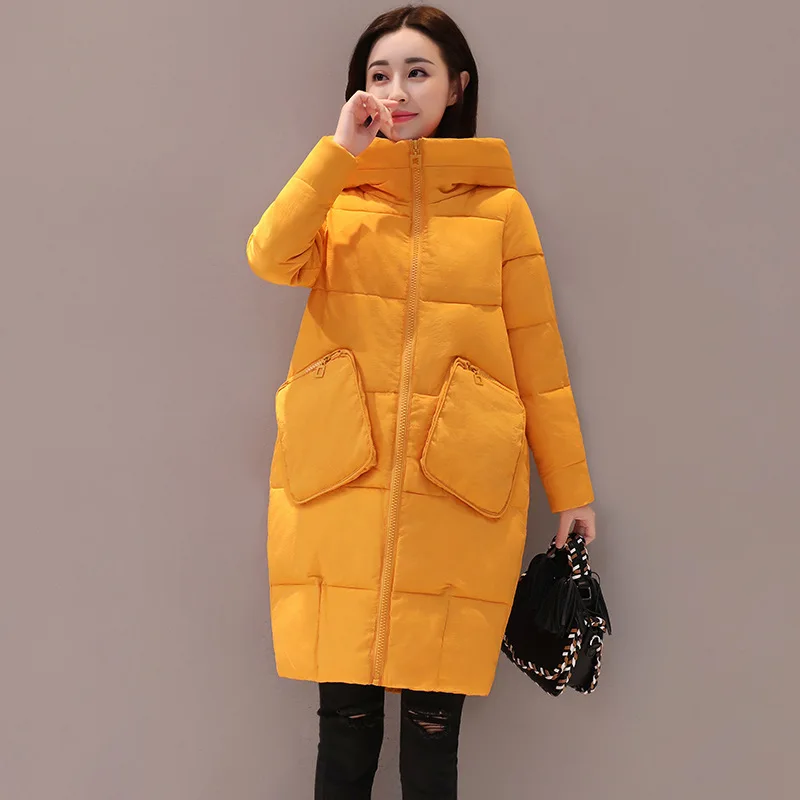 

Bread Cotton Coat Loose-Fit Mid-length 2018 Winter New Style Thick Warm Red Hoody Korean-style Women Jacket Clothing