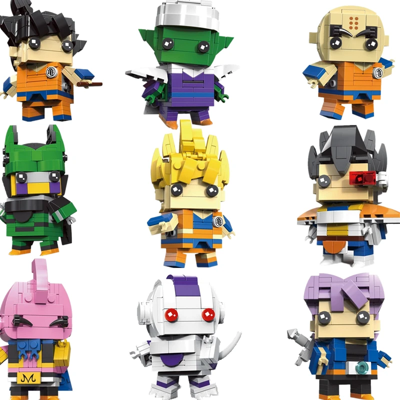 

New Cute Saiyan Goku Action Figure Doll Dragonball Z Brick Headz Dragon Ball Z Super Toy Building Blocks Toys For Children